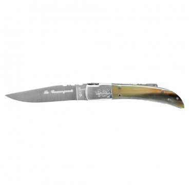 COUTEAU LE CAMARGUAIS N°10 TRIDENT SOUDÉ CORNE BRUNE