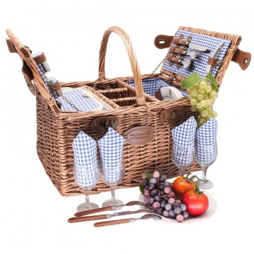 PANIER PIQUE-NIQUE SAINT-GERMAIN VICHY BLEU 4 PERSONNES