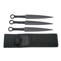 JEU 3 COUTEAUX LANCER THIRD 13,5CM INOX NOIR + CORDELETTE