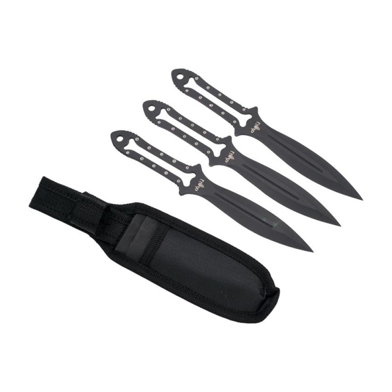 JEU 3 COUTEAUX LANCER THIRD 10CM INOX NOIR