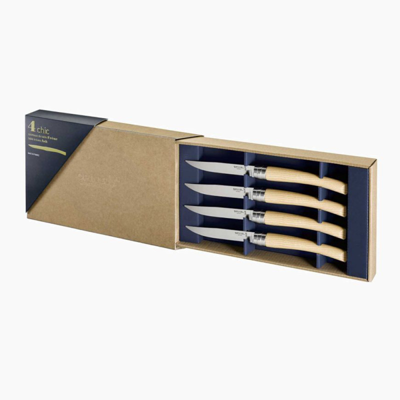 COFFRET OPINEL COUTEAUX TABLE CHIC FRÊNE X4