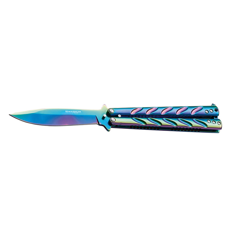 COUTEAU PAPILLON BOKER MAGNUM BALISONG RAINBOW