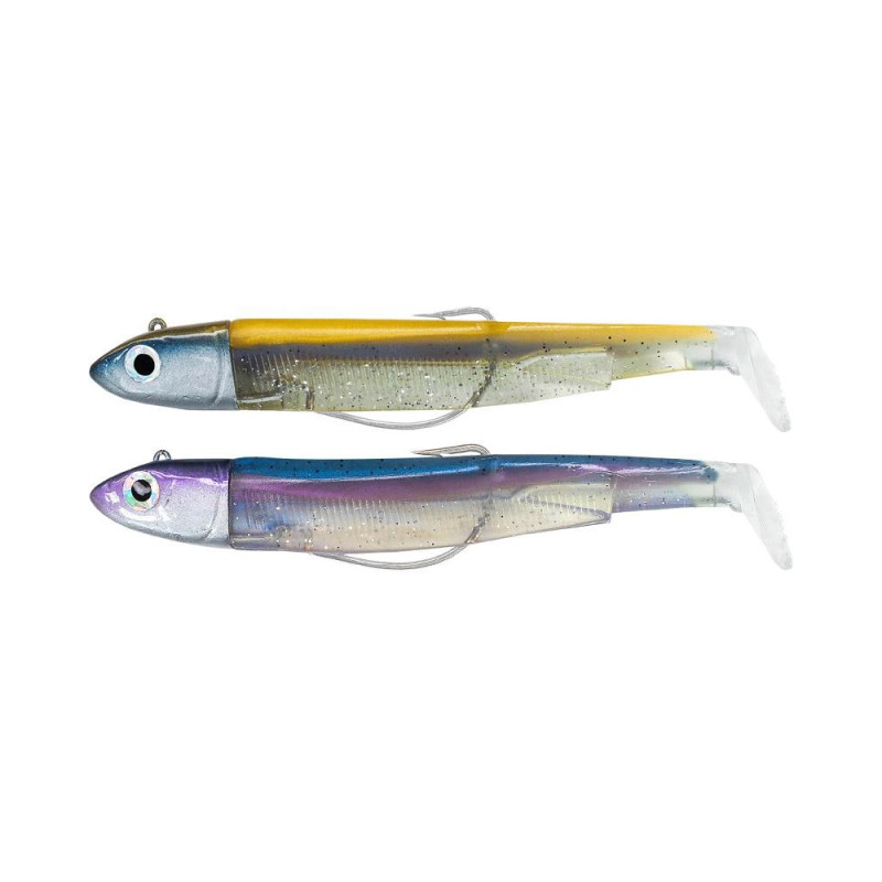 LEURRE SOUPLE DOUBLE COMBO BLACK MINNOW 120 + TETE PLOMBEE SHORE