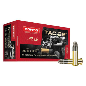 MUNITION 22LR NORMA TAC-22 SUBSONIC 2425080
