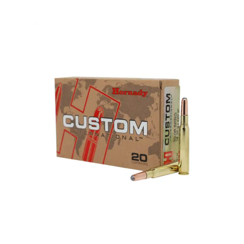 MUNITIONS BALLES HORNADY 30-06 CUSTOM INTERNATIONAL 8114