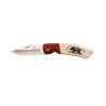 COUTEAU THIRD BOIS ROUGE/ABS BEIGE MOTIF SANGLIER 11.5CM INOX