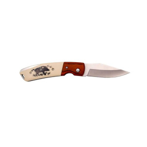 COUTEAU THIRD BOIS ROUGE/ABS BEIGE MOTIF SANGLIER 11.5CM INOX