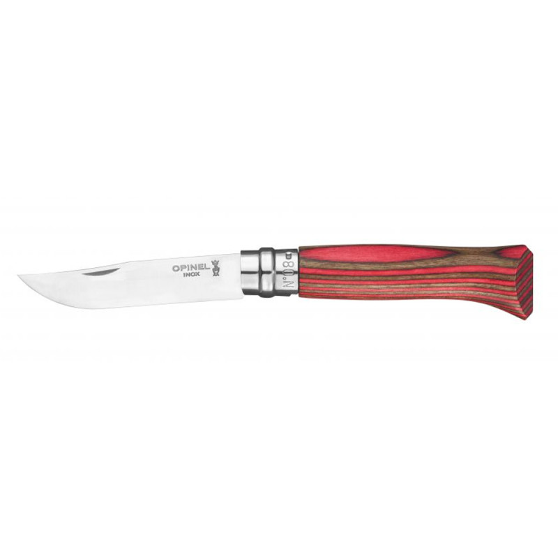 COUTEAU OPINEL N°08 BOULEAU LAMELLE ROUGE