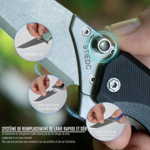 COUTEAU TACRAY LAMES INTERCHANGEABLES MANCHE JADE