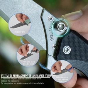 COUTEAU TACRAY LAMES INTERCHANGEABLES MANCHE NOIR
