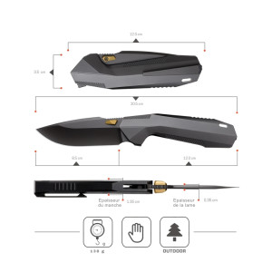 COUTEAU REMETTE TITANE NOIR SANS VIS RTWK1-F