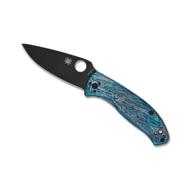 COUTEAU SPYDERCO TENACIOUS TITANIUM BLEU LAME NOIRE