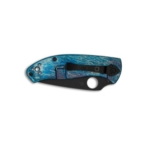 COUTEAU SPYDERCO TENACIOUS TITANIUM BLEU LAME NOIRE