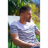 T-SHIRT MARINIERE CHASSE TRICOLORE NAVY