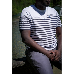 T-SHIRT MARINIERE CHASSE TRICOLORE NAVY