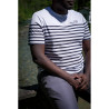 T-SHIRT MARINIERE CHASSE TRICOLORE NAVY