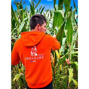 SWEAT CHASSE TRICOLORE ORANGE
