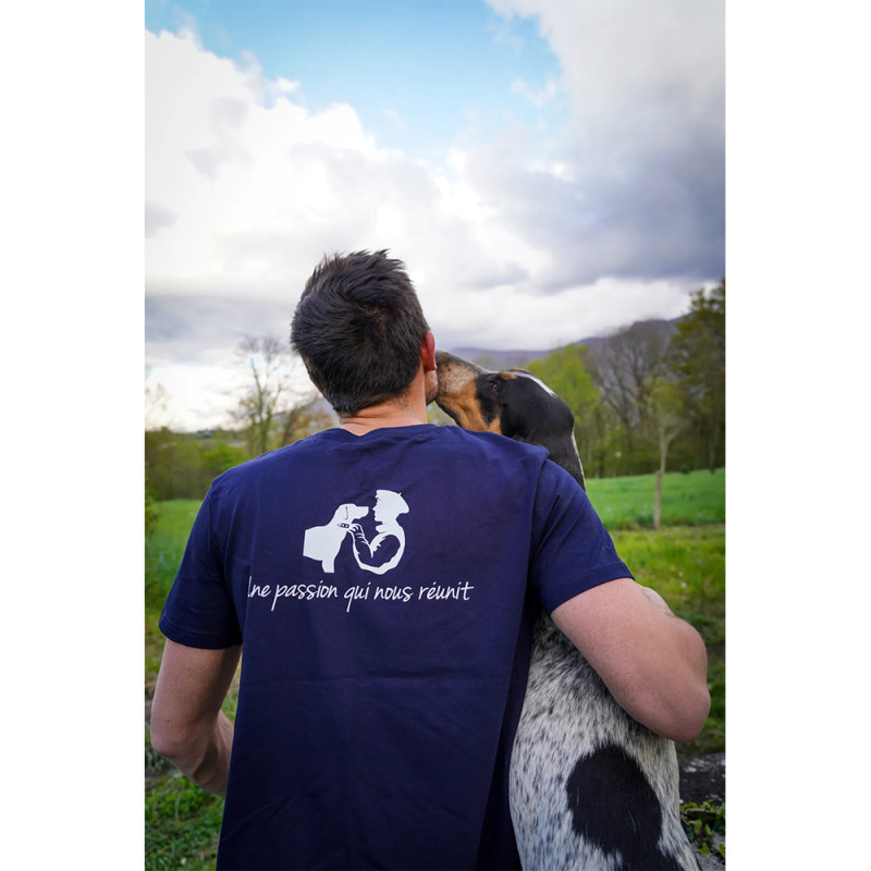 T-SHIRT CHASSE TRICOLORE UNE PASSION QUI NOUS REUNIT - NAVY
