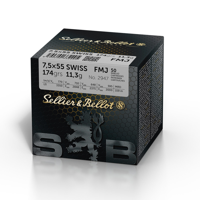 MUNITIONS BALLES SELLIER & BELLOT 7.5x55 SWISS VRAC X50