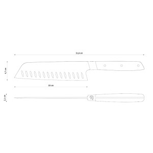 COUTEAU SANTOKU 32 DUMAS SIGNATURE MICARTA 18CM