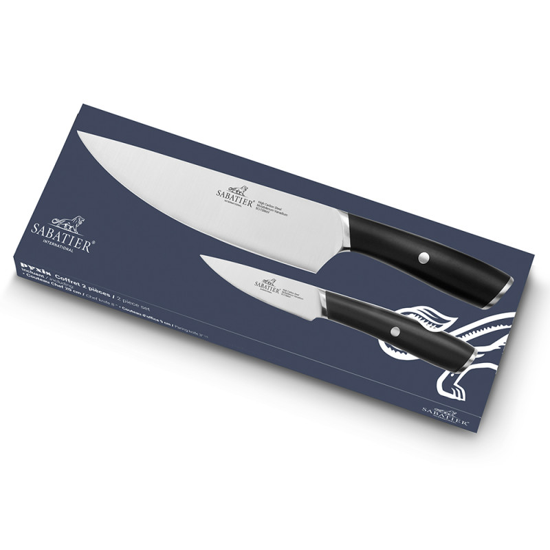 COFFRET 2 COUTEAUX SABATIER PYXIS CHEF 20CM + OFFICE 9CM