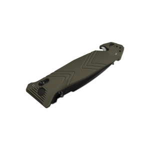 COUTEAU TB OUTDOOR CAC LAME MIXTE 4 FONCTIONS KAKI