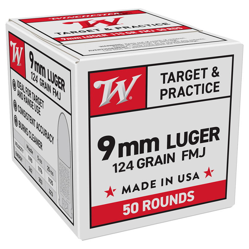 MUNITIONS WINCHESTER 9X19 (9MM PARA) CW9MM12450 LES 50