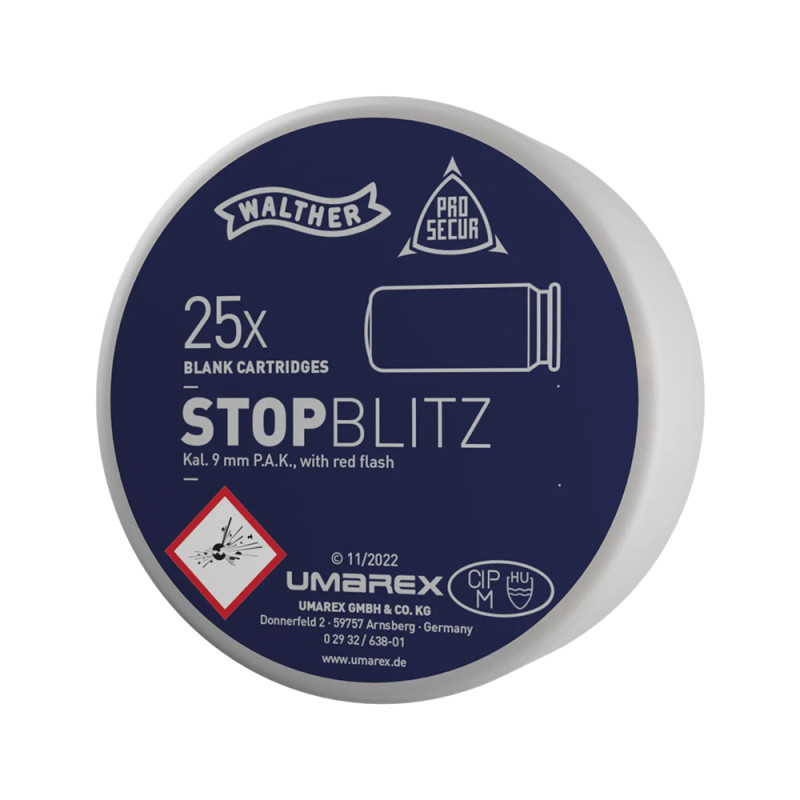 CARTOUCHES 9 MM PAK STOP BLITZ WALTHER X25