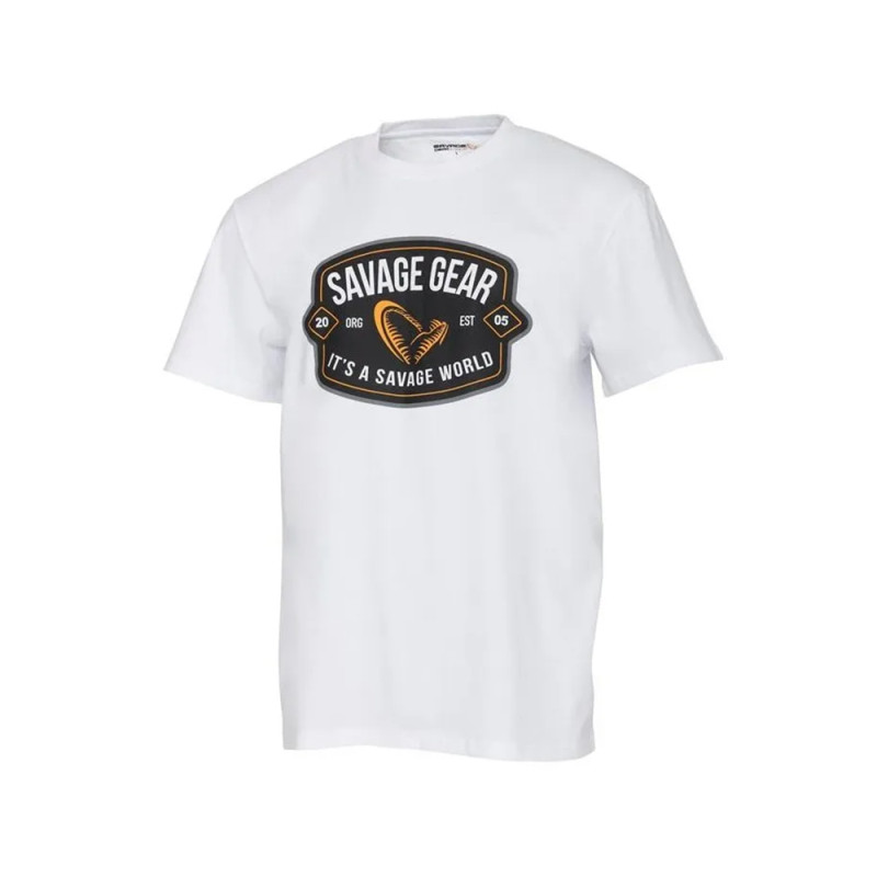 T-SHIRT SAVAGE GEAR BADGE BLANC