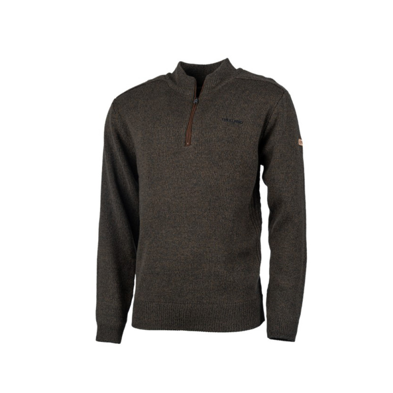PULL EN LAINE TREELAND COL ZIPPÉ BRODERIE