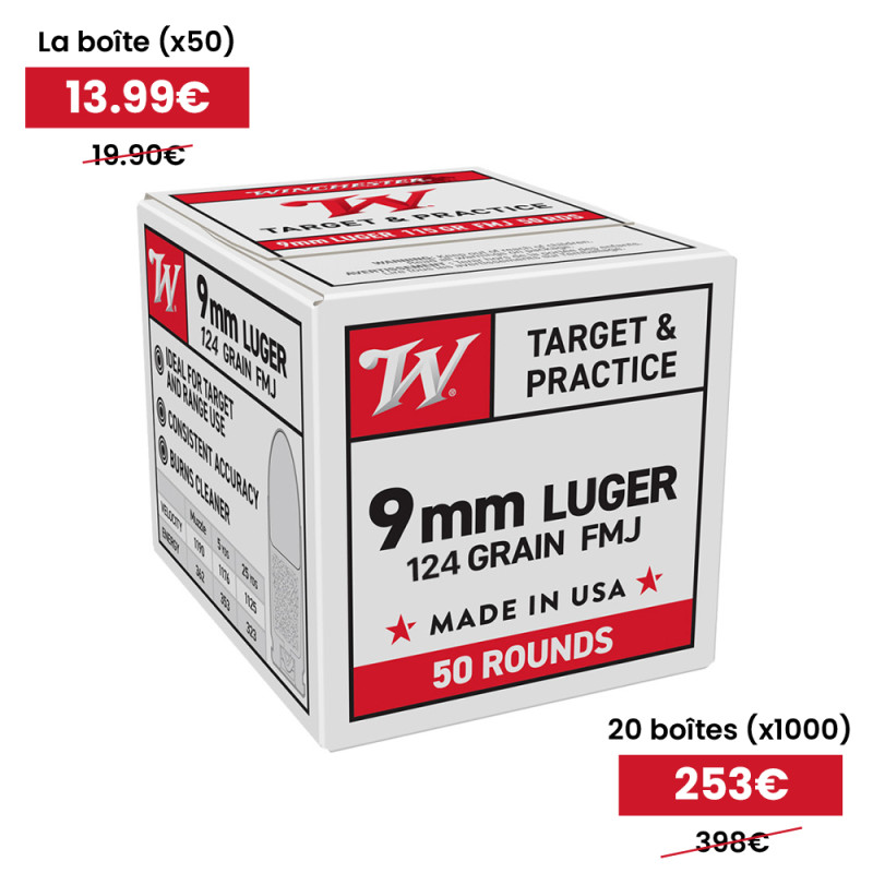 MUNITIONS WINCHESTER 9X19 (9MM PARA) CW9MM12450 LES 50