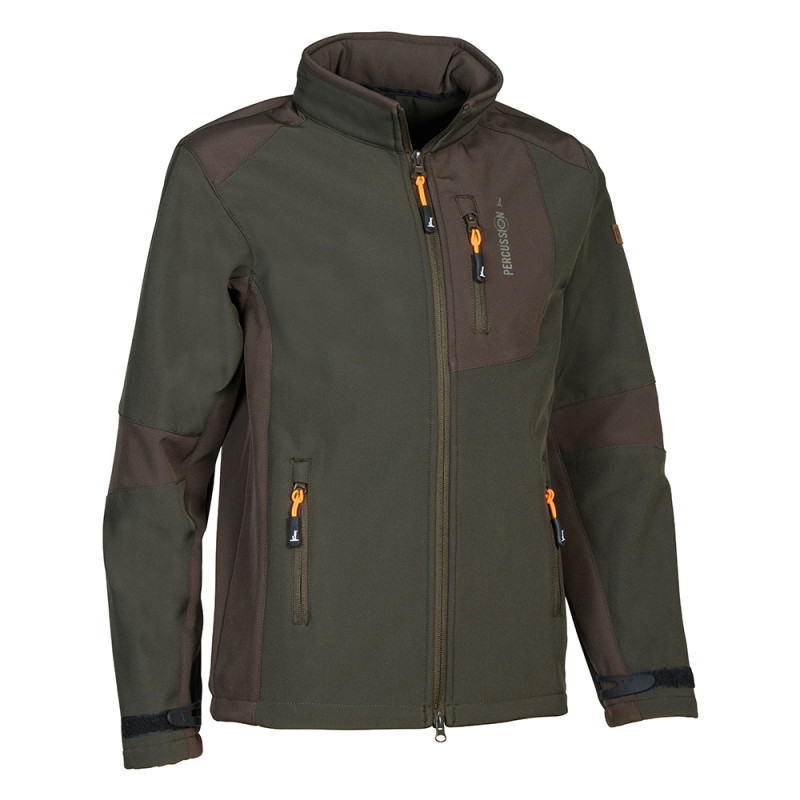 BLOUSON PERCUSSION SOFTSHELL ENFANT KAKI
