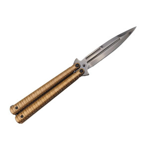 COUTEAU PAPILLON THIRD TITANE ROSE 12CM INOX