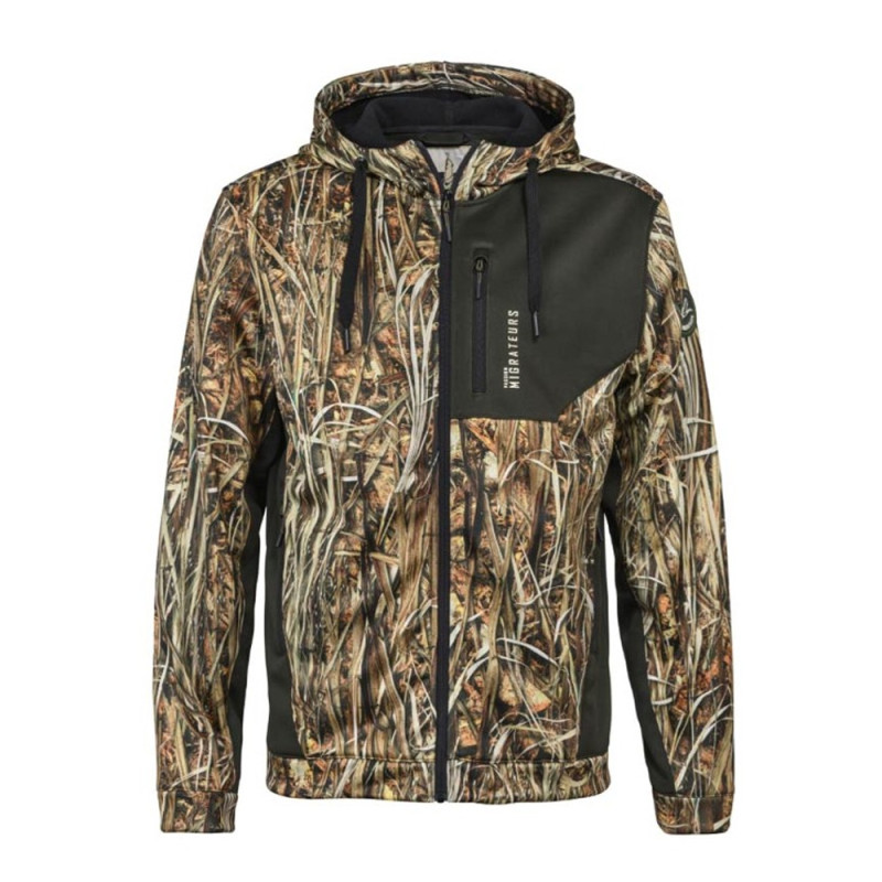 SWEAT A CAPUCHE ZIPPÉ PERCUSSION ROSEAU CAMO WET