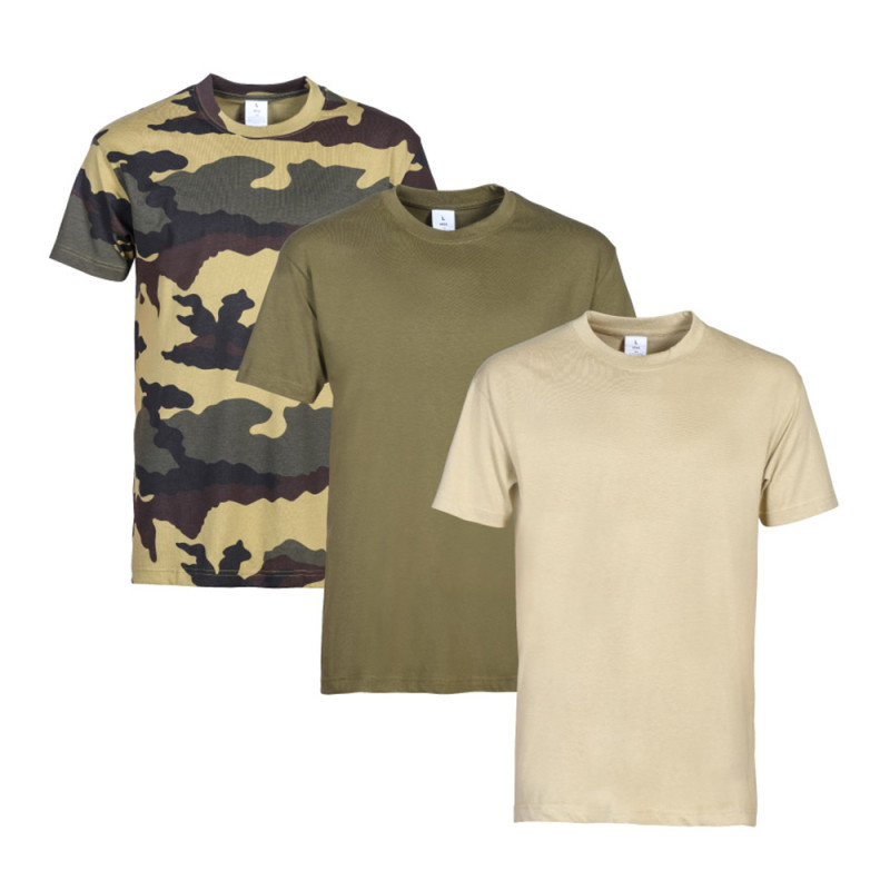 PACK 3 T-SHIRTS CAMO KAKI BEIGE