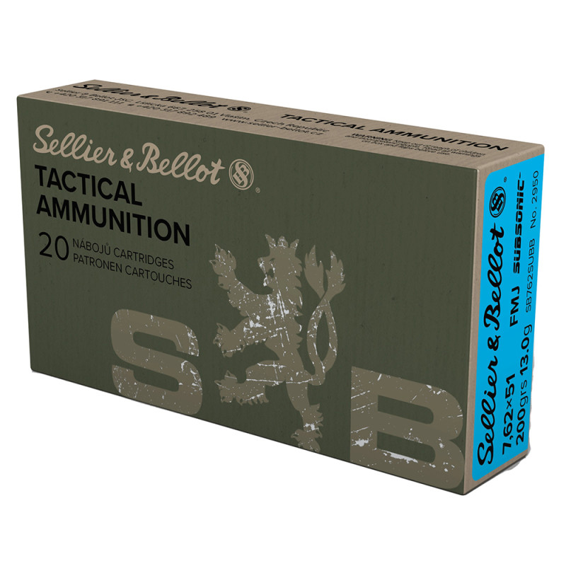 MUNITIONS BALLES SELLIER & BELLOT 308 WINCHESTER FMJ 200G SUBSONIQUE
