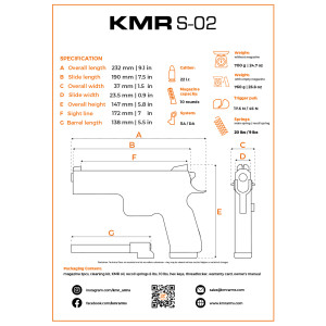 PISTOLET KMR S-02 5.5" OR SR 22LR