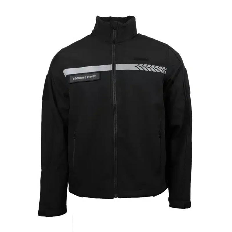 VESTE SOFTSHELL SÉCURITÉE PRIVÉE AVEC BANDES HV GK SAFETEK