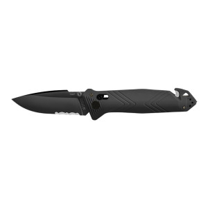 Couteau tb cac lame mixte 4 fonctions noir